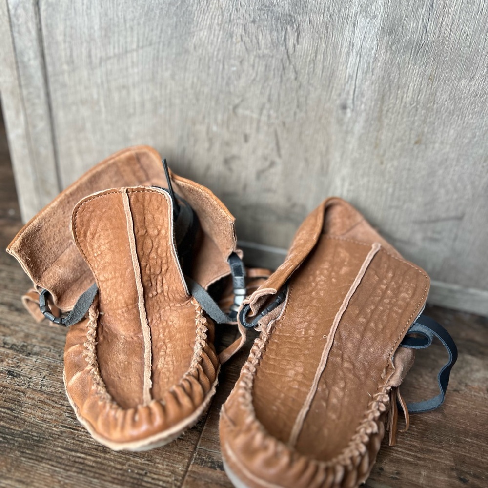 Free People Tan Leather Moccasin Flats